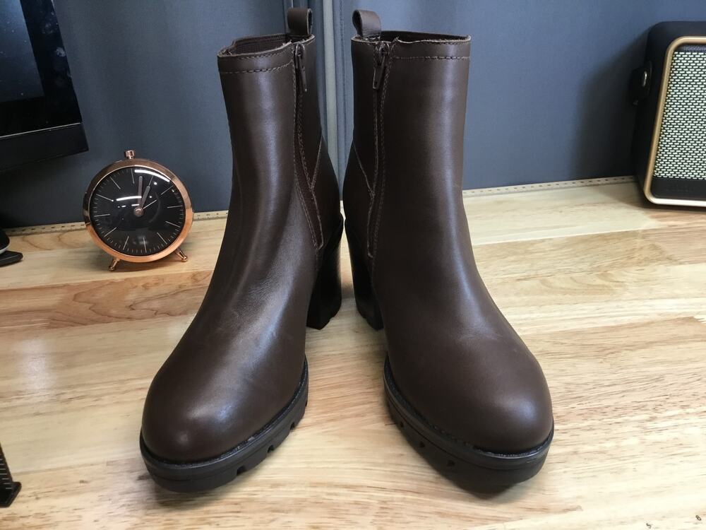 Naturalizer Verney Women's 6.5 Brown Leather Side Zipper Waterproof Ankle Boots